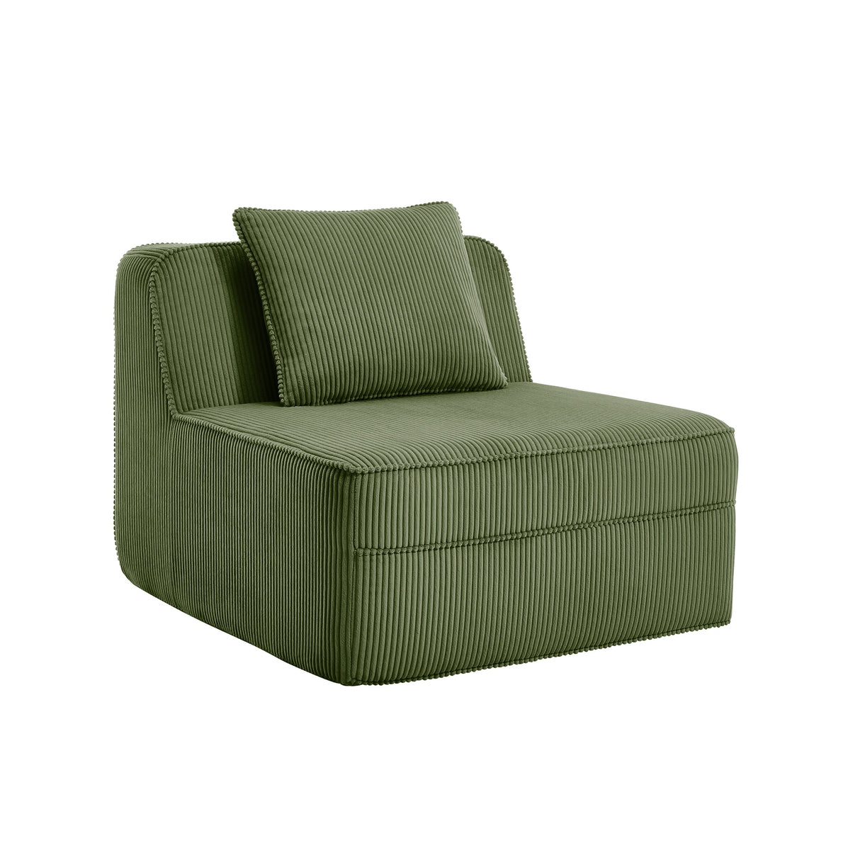 Armless Sofa with Pillow - Green Corduroy