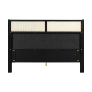 Queen Size Bed Frame with Plush Green Upholstered Headboard