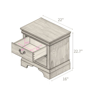 Wood Nightstand with 2 Drawers - Traditional Accent Table - White, Black, or Dark Brown
