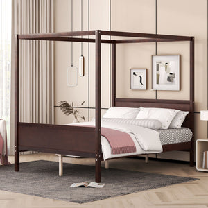 Canopy Platform Bed With Headboard and Footboard