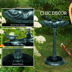Outsunny 32" Antique Bird Bath with Pedestal Flower Planter Base