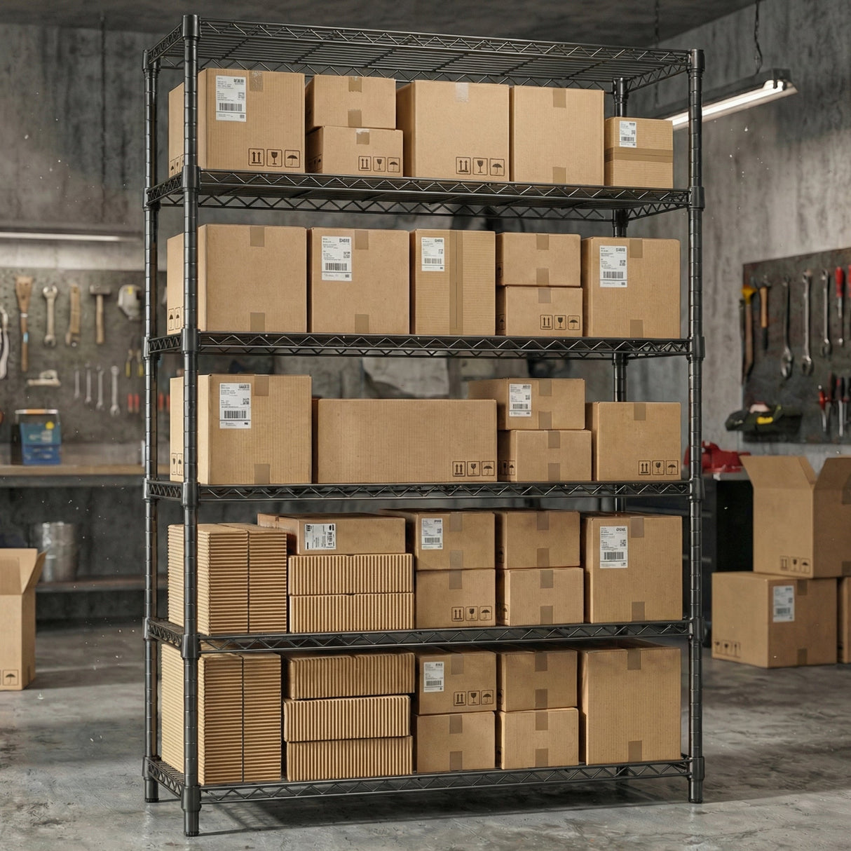 6-Tiers Storage Shelves - 2100LBS Capacity