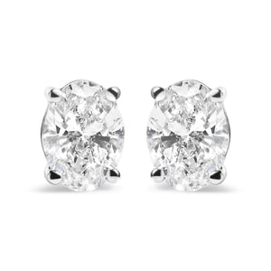 14K White Gold 3/4 Cttw Oval Shape Lab Grown Diamond Solitaire Stud Earrings (F-G Color, VS1-VS2 Clarity)