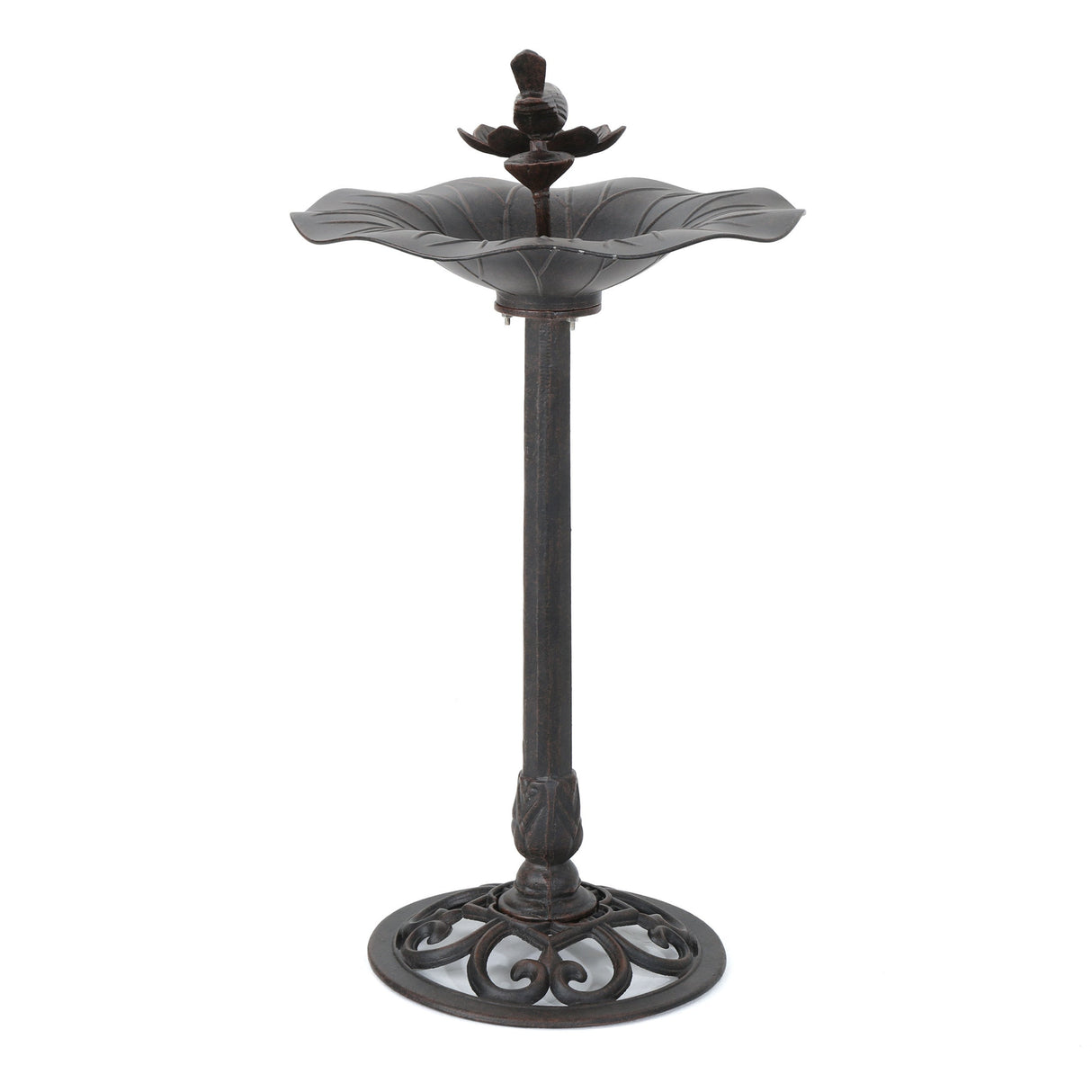 Lancaster Outdoor Aluminum and Iron Top Bird Bath with Iron Base, Bronze