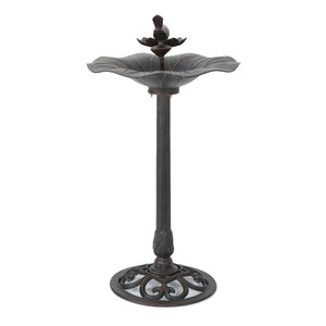 Lancaster Outdoor Aluminum and Iron Top Bird Bath with Iron Base, Bronze