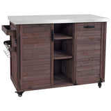 K&K 78.3' Outdoor Kitchen Island with Foldable Grill Table