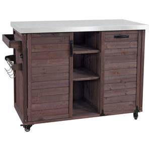 K&K 78.3' Outdoor Kitchen Island with Foldable Grill Table