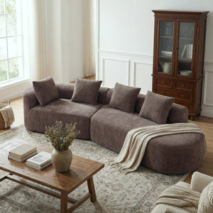 116" Modern Curved Sectional Sofa with High-Density Fully Compressed Sponge