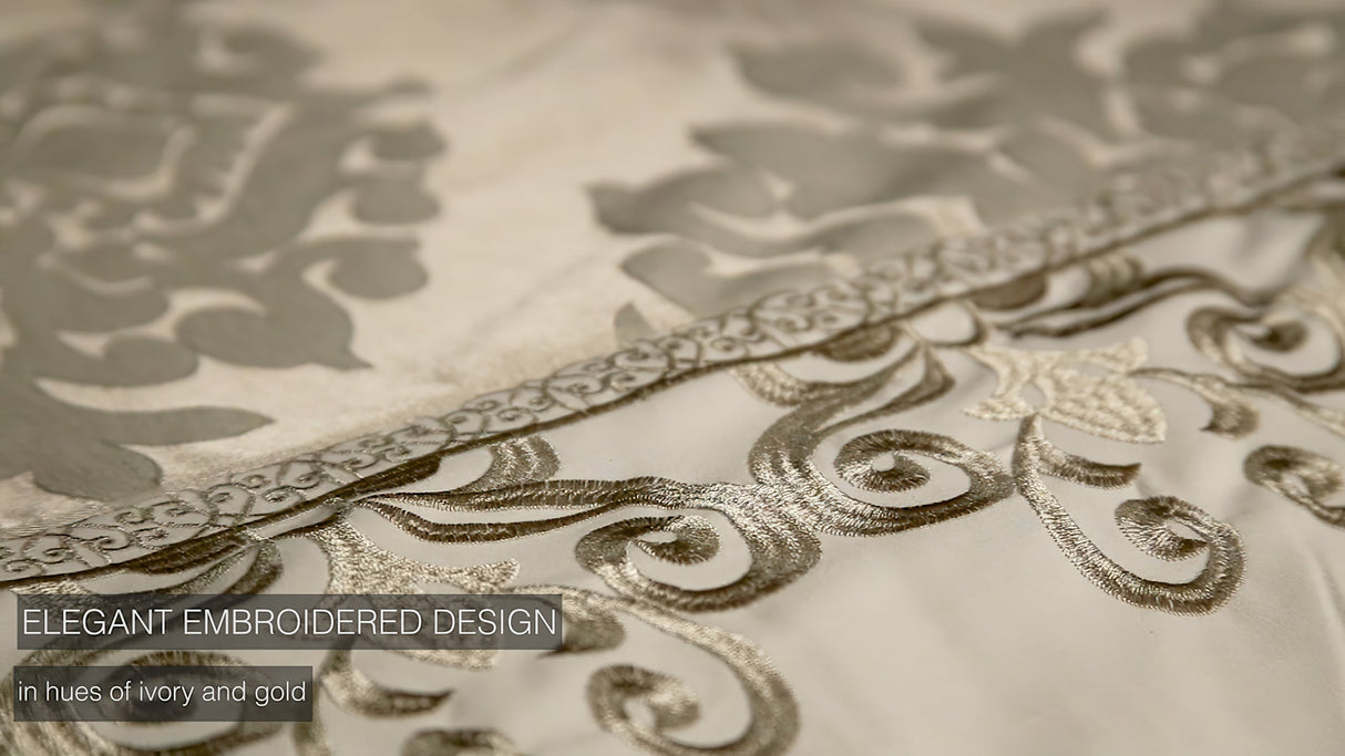 Hillcrest 9-Pc Ivory Damask Jacquard Comforter Ensemble