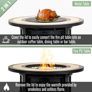 30" Propane Gas Fire Pit Table with Mosaic Ceramic Tabletop