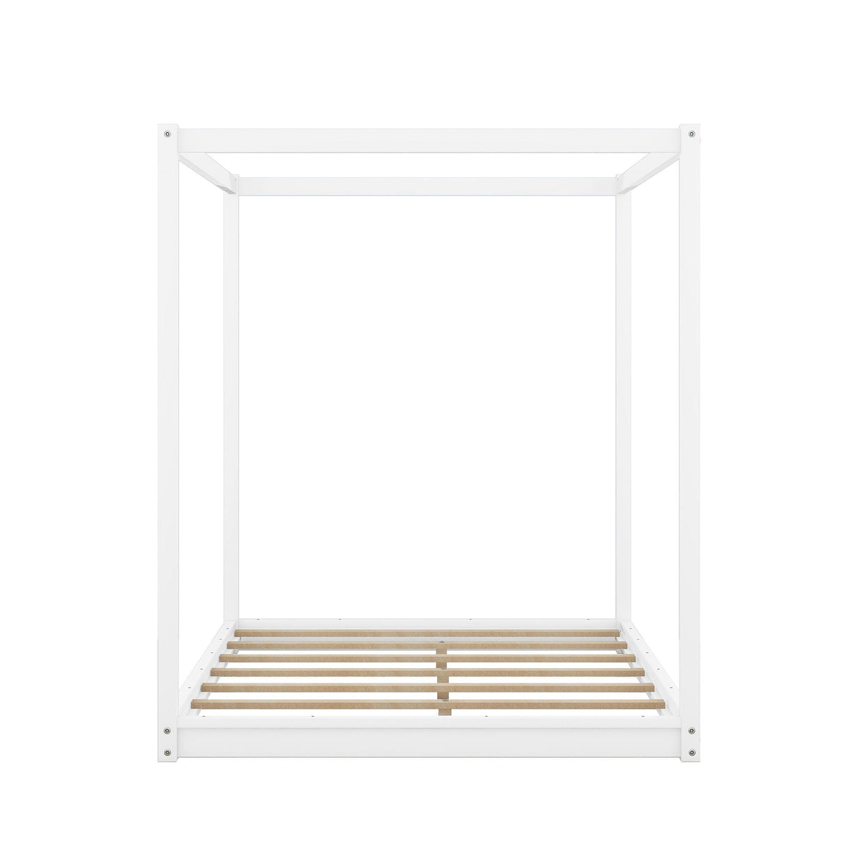 Wood Canopy Platform Bed With Support Legs And Airflow Slats