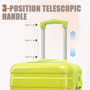 2-Piece Polycarbonate Spinner Wheel Luggage Set with Lock - Green & Yellow