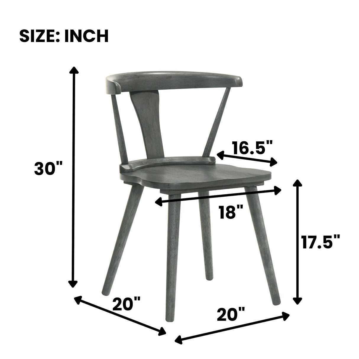 Modern Farmhouse Wood Dining Chairs, Set of 2