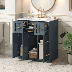 Bathroom Vanity With Undermount Sink, Soft-Close Doors, Drawers, Ceramic Sink