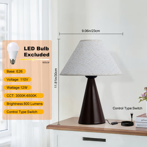 Modern Bedside Table Lamps Set of 2 – 3 Color Fabric Shade Nightstand Lights