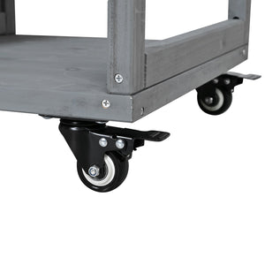 Outdoor Kitchen Island Fir Wood Prep Station with Stainless Steel Top