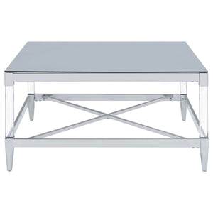Lindley Square Tempered Mirror Acrylic Coffee Table Chrome