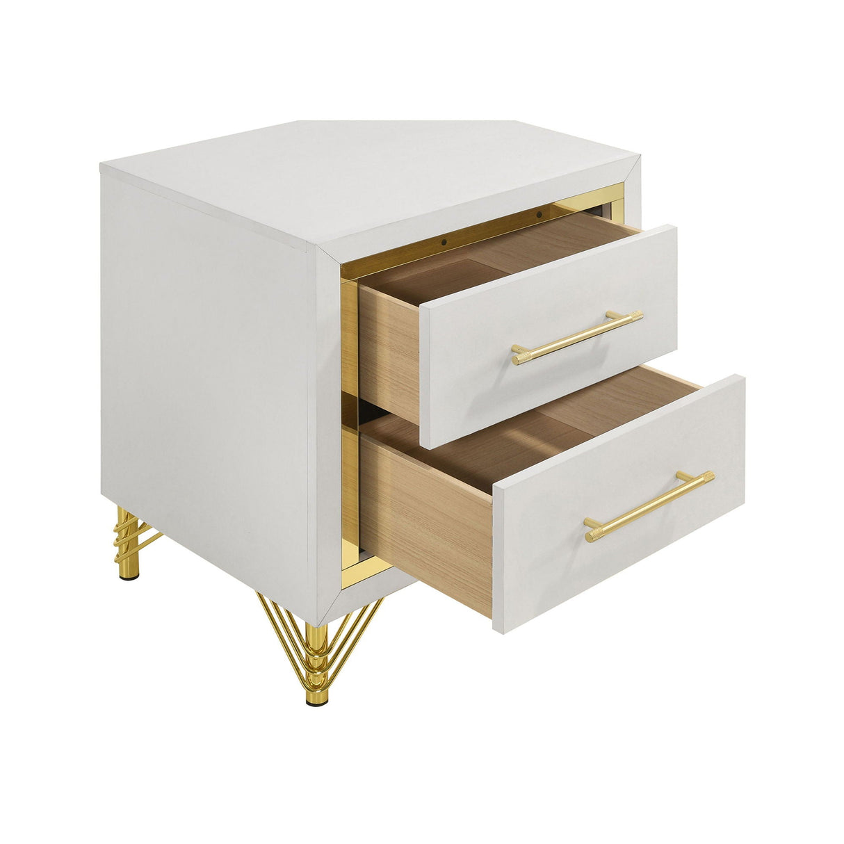 Chesney - 2 Drawer Nightstand With Trim, Bedroom Side Table - White