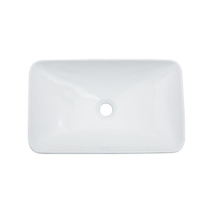 Semi Recessed Bathroom Sink With Vessel Design, Durable Glazed - White / Black