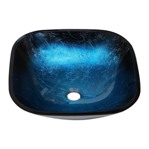 Artistic Vessel Sink With Faucet And Pop Up Drain - Blue