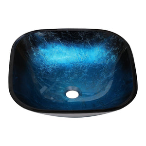 Artistic Vessel Sink With Faucet And Pop Up Drain - Blue