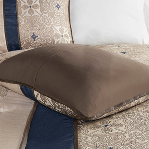 Cal King 7 Piece Jacquard Comforter Set with Throw Pillows