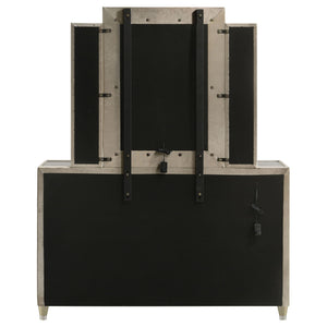 Lorient 8-drawer LED Dresser with Mirror Ivory and Camel