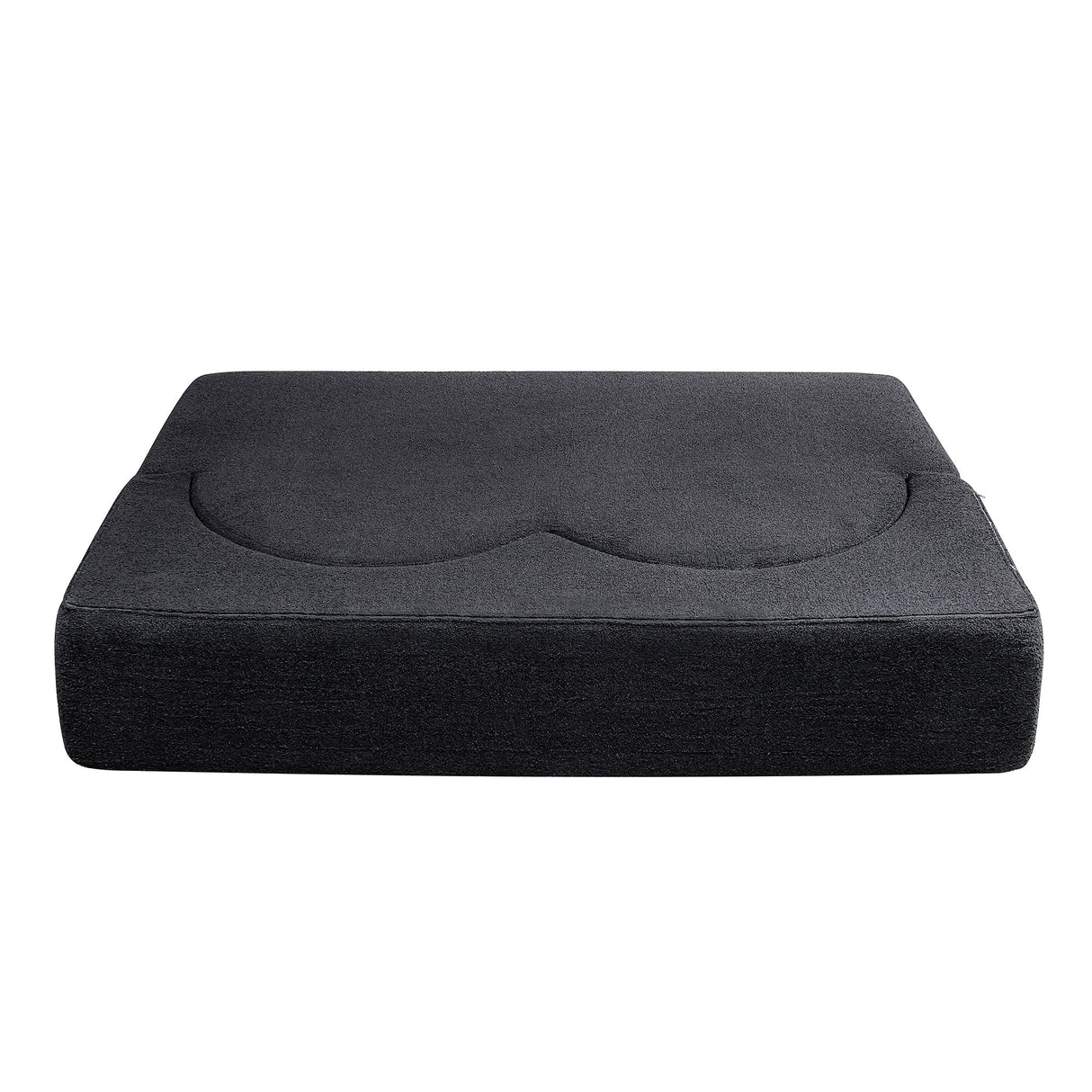 Folding Sofa Bed in Black Teddy Bear Fabric