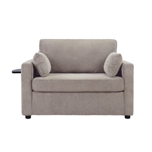 Sleeper Sofa With Foldable Mattress, USB Ports, Side Table & Storage Pocket