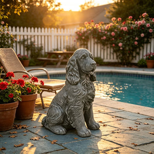 20'' Antique Finish Realistic Sitting Cocker Spaniel Dog Statue