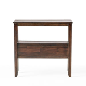 End Table in Brown Acacia Wood with Drawers