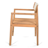 Creative Braided Acacia Wood Outdoor Dining Chairs with Armrests – Set of 2