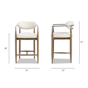 Artemis 26' Mixed Material Upholstered Counter Stool, Warm White Chenille