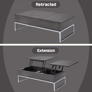 Iban - Coffee Table With Lift Top - Gray Oak & Chrome
