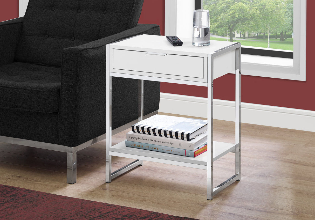 Accent Side Table With Storage Drawer And Spacious Tabletop