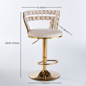 Modern Bar Chair With Iron Tube Legs, Soft Cushions And Comfortable Backrest (Set of 2)