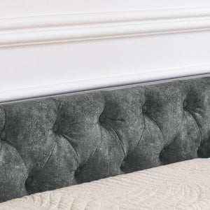 Upholstered Tufted Daybed With Drawers, Waved Arms