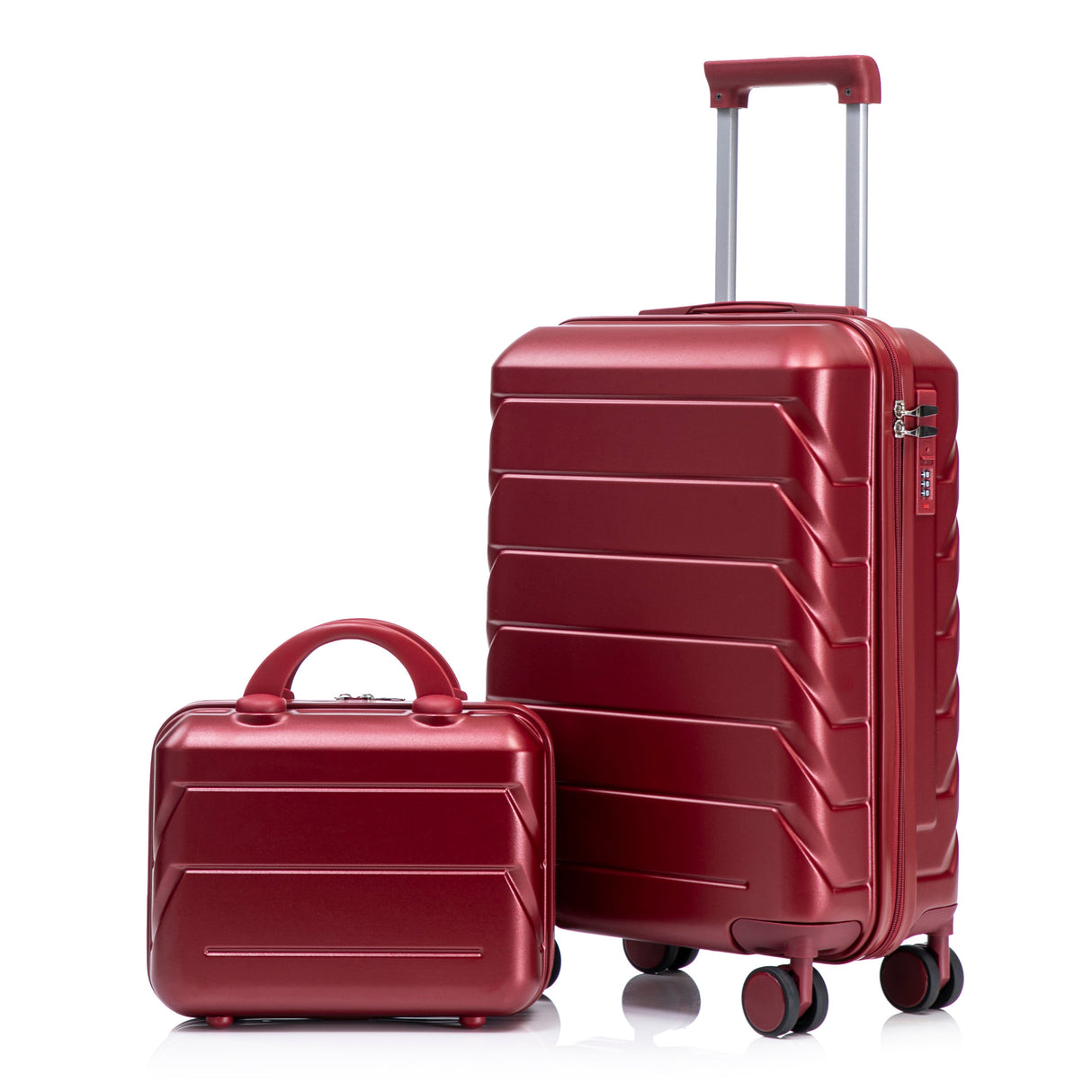 14"/20" 2-Piece ABS Spinner Wheel Luggage Set with Cosmetic Case