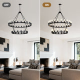 47.24 Inch Matte Black Wagon Wheel Chandelier with 36 Lights