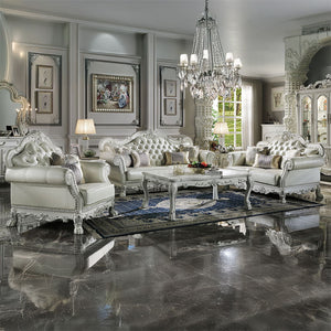 Dresden - Chair With 2 Pillows - Synthetic Leather & Bone White