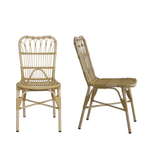 Outdoor Wicker Patio Dining Chairs Set with Durable Frame and Rattan Weave