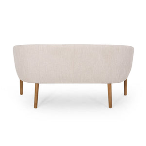 Mid Century Modern Loveseat With Channel Stitched Backrest