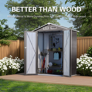 5 X 3 Ft Compact Metal Outdoor Storage Shed With Pitched Roof, Lockable Door - Gray