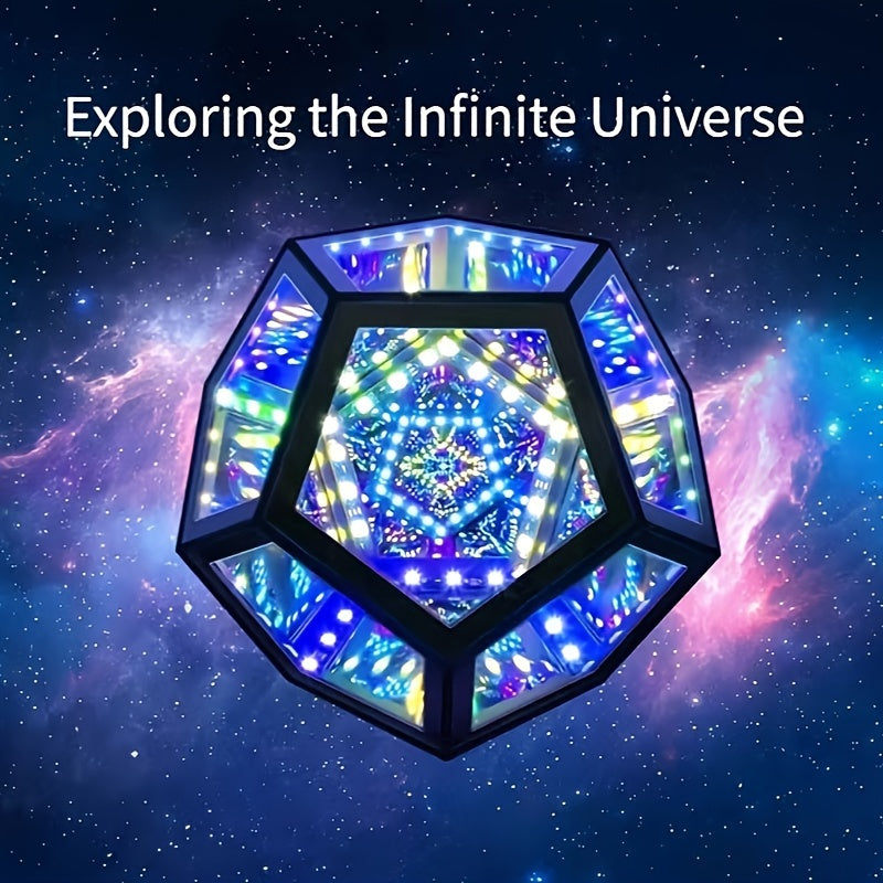 Infinity Mirror Light RGB Dodecahedron Lamp for Gaming Room & Desk Decor