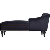 58" Velvet Chaise Lounge with Nailhead Trim and Solid Wood Legs