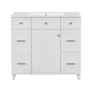 Bathroom Vanity With Ceramic Sink, Soft Close Doors, Adjustable Shelves