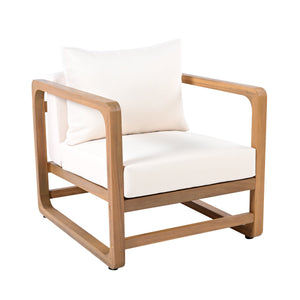 Acacia Wood Outdoor Set: 2 Club Chairs and Rustic Slat Side Table