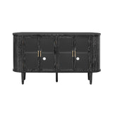 Wood Buffet Cabinet with Glass Doors and Adjustable Shelves