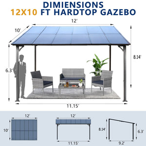 Wall Mounted Outdoor Pergola Gazebo with Heavy Duty Metal Awning and Roof