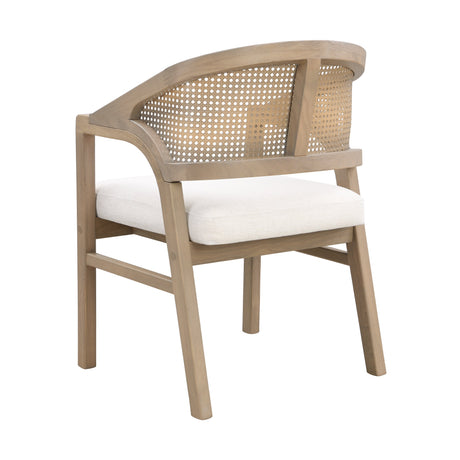 Wooden Frame Dining Chair with Rattan Back, Set of 2